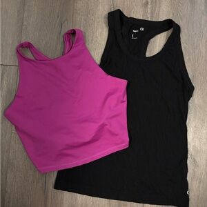 Joe Fresh Pink and Black Fitted Crop Tank Tops